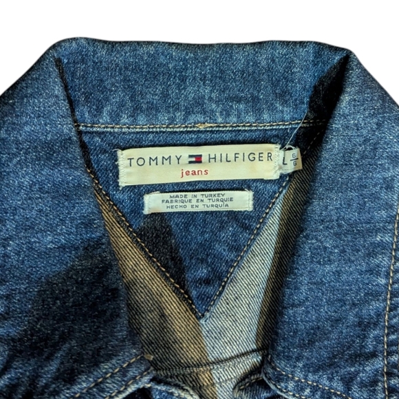 Tommy Hilfiger Jean Jacket Y2K Classic Denim Blue Trucker Jacket Unisex Sz L - Picture 5 of 12
